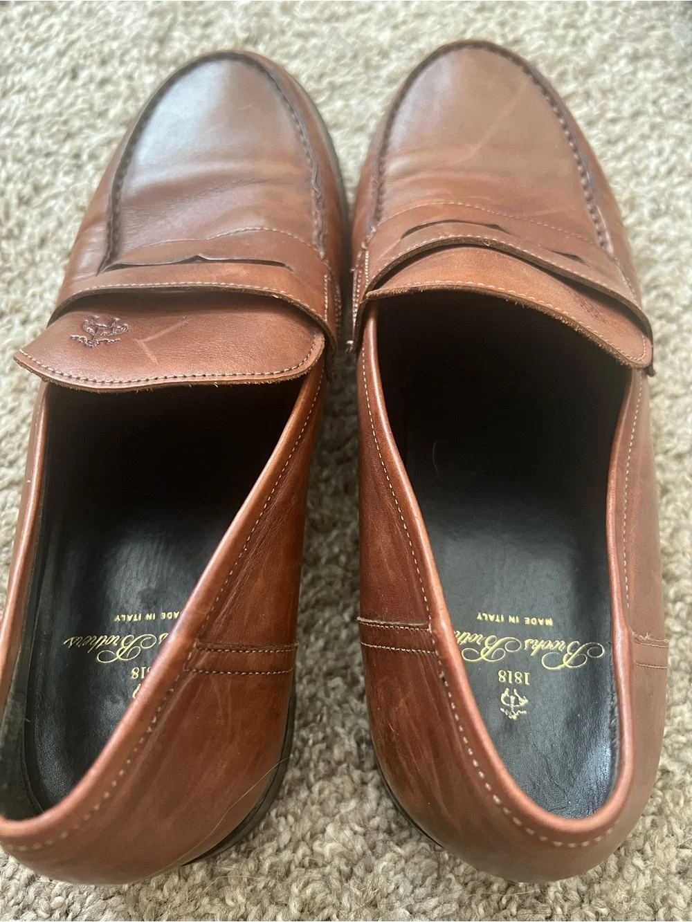 Brooks Brothers Cognac Brown Leather Penny Loafers - Men
